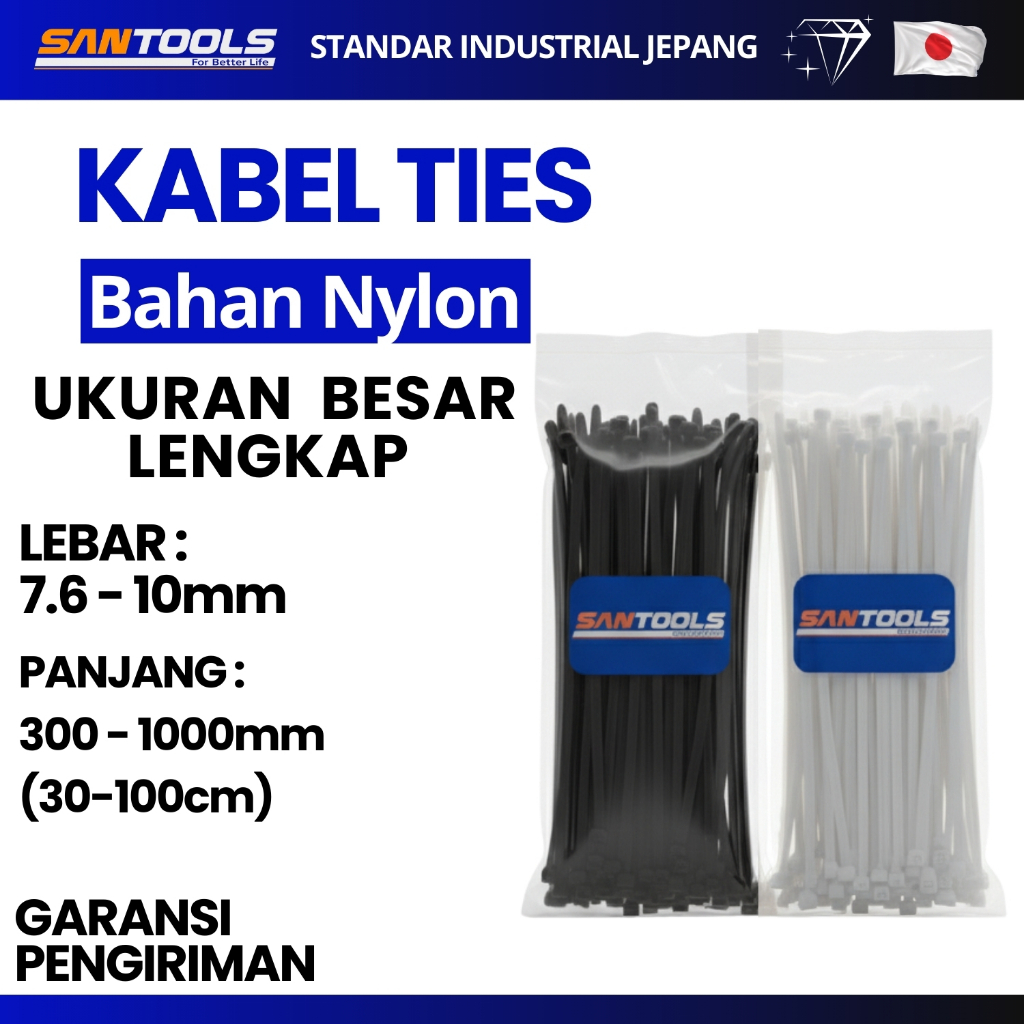 SANTOOLS Cable Ties Cable Tie สาย Zip Ties Heavy Duty Strong Cable Ties ยาวสีดําสีขาว 100 ซม.