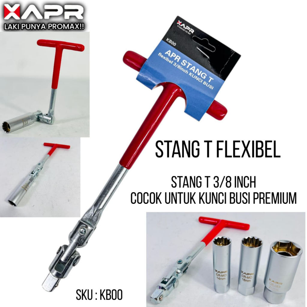 Xapr FLEXIBLE T-HANDLEBAR VARIANT PREMIUM SPARK WRENCH 3/8INCH 14 16 21 มม. เครื่องมือ raja