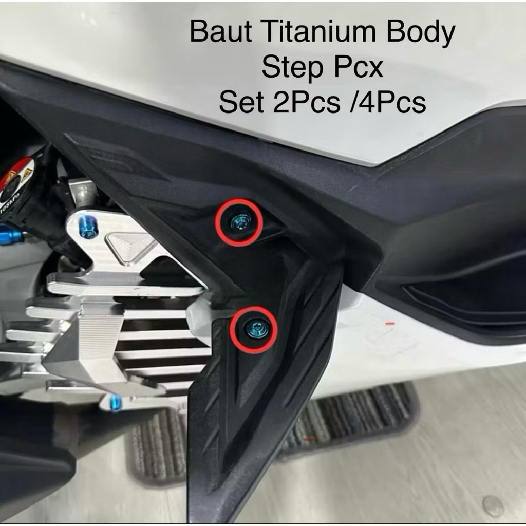 ชุดสลักเกลียวไทเทเนียม (น็อต 2 และ 4 ตัว) เท้าเหยียบ Pcx 160 Original Thailand