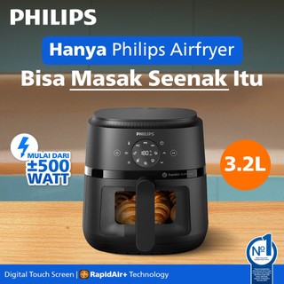 BARU! Philips Airfryer Low Watt 500W Transparan BEST COMPACT SIZE 3.2 L NA210/00. Air fryer multifungsi digital layar sentuh, air fryer philips - Rapid Air Technology - Hitam