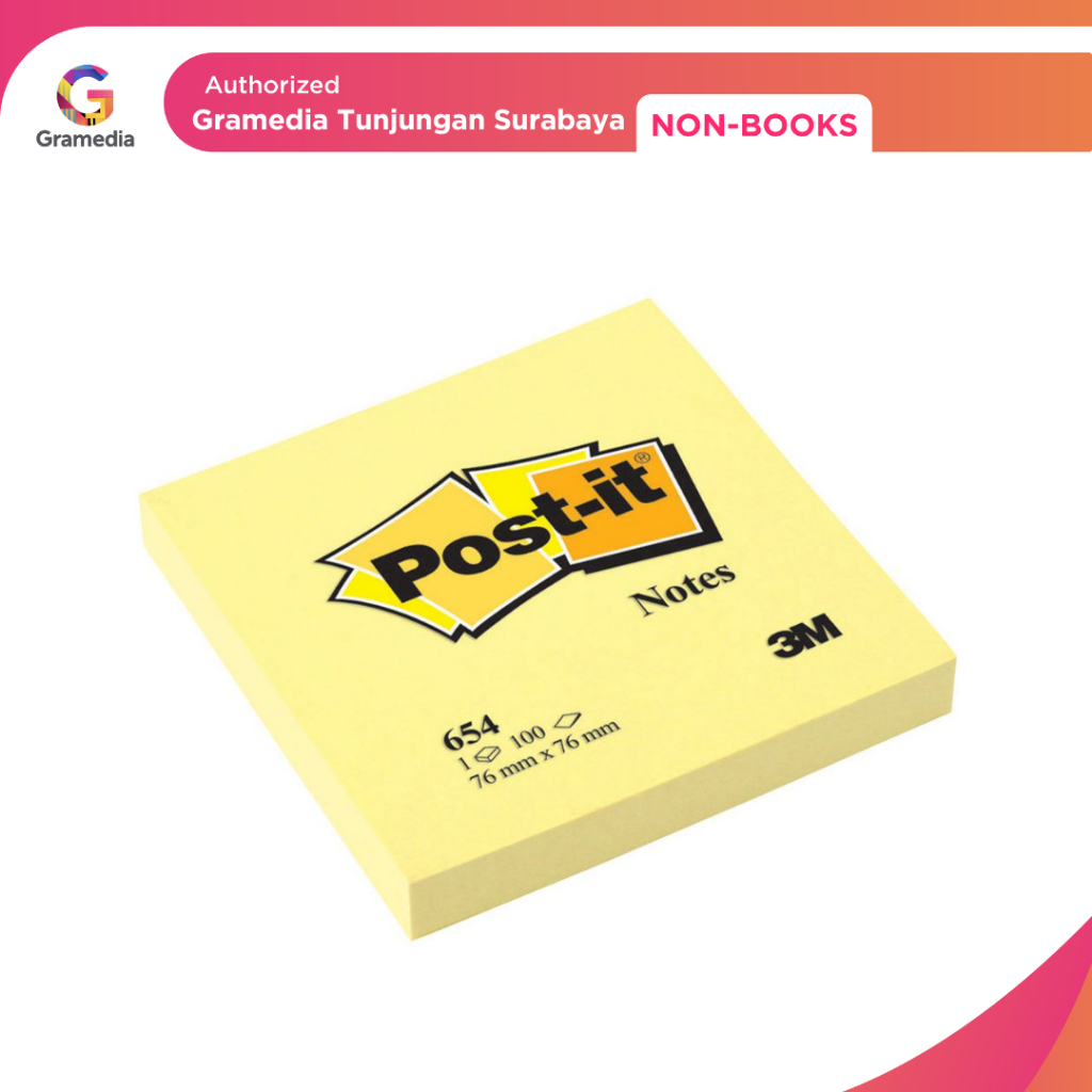 Gramedia Tunjungan: Sticky Note 3M POST-IT NOTE 654 Post It medium