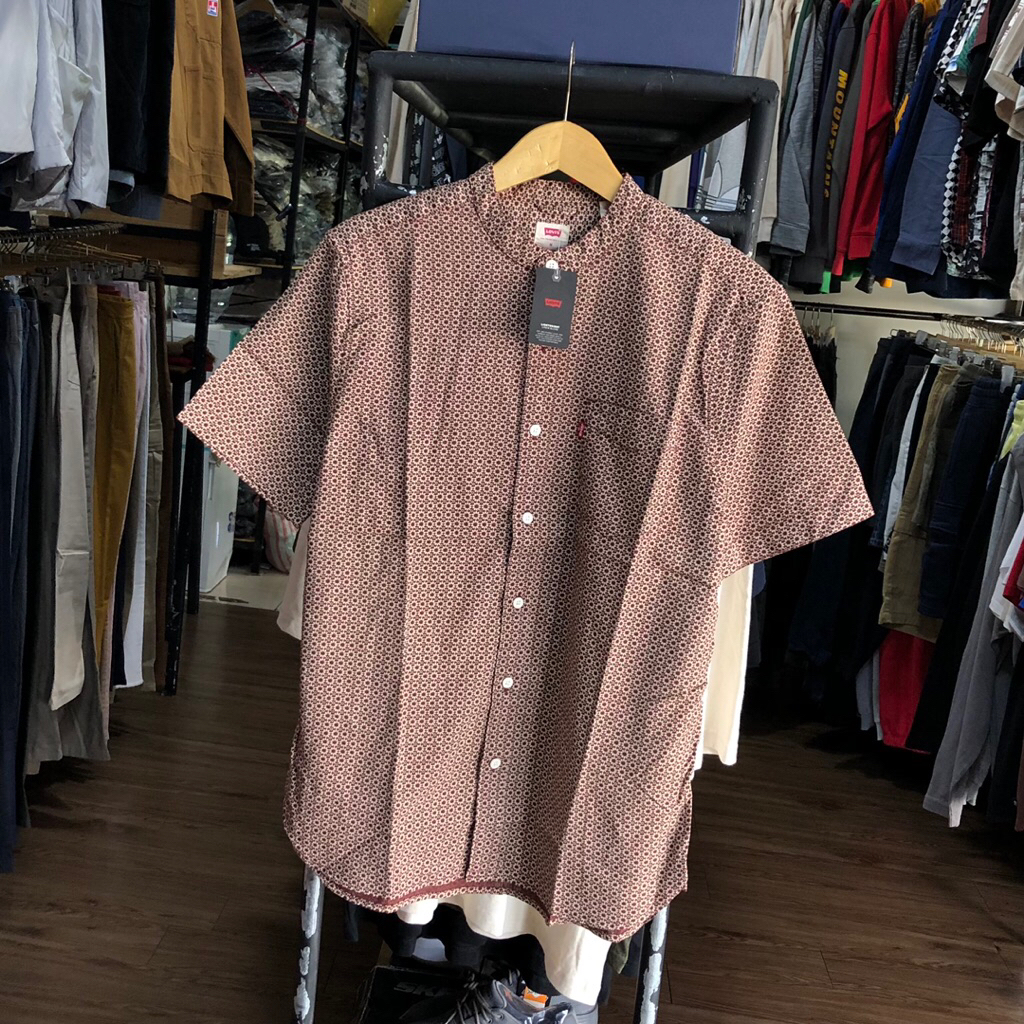 KEMEJA เสื้อเชิ้ตแขนสั้นผู้ชายลายทาง LV5