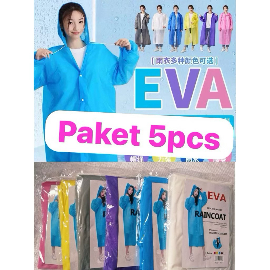 เสื้อกันฝน EVA 5 ชิ้น EVA MATERIAL เสื้อกันฝน Eva ผู้ใหญ่วัสดุหนาเสื้อกันฝนเกาหลี
