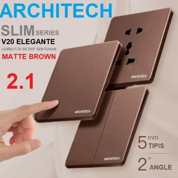 Architech ELEGANTE BROWN (BROWN) V20 Architech Switch / Socket / Switch / Home Switch Combine BROWN 