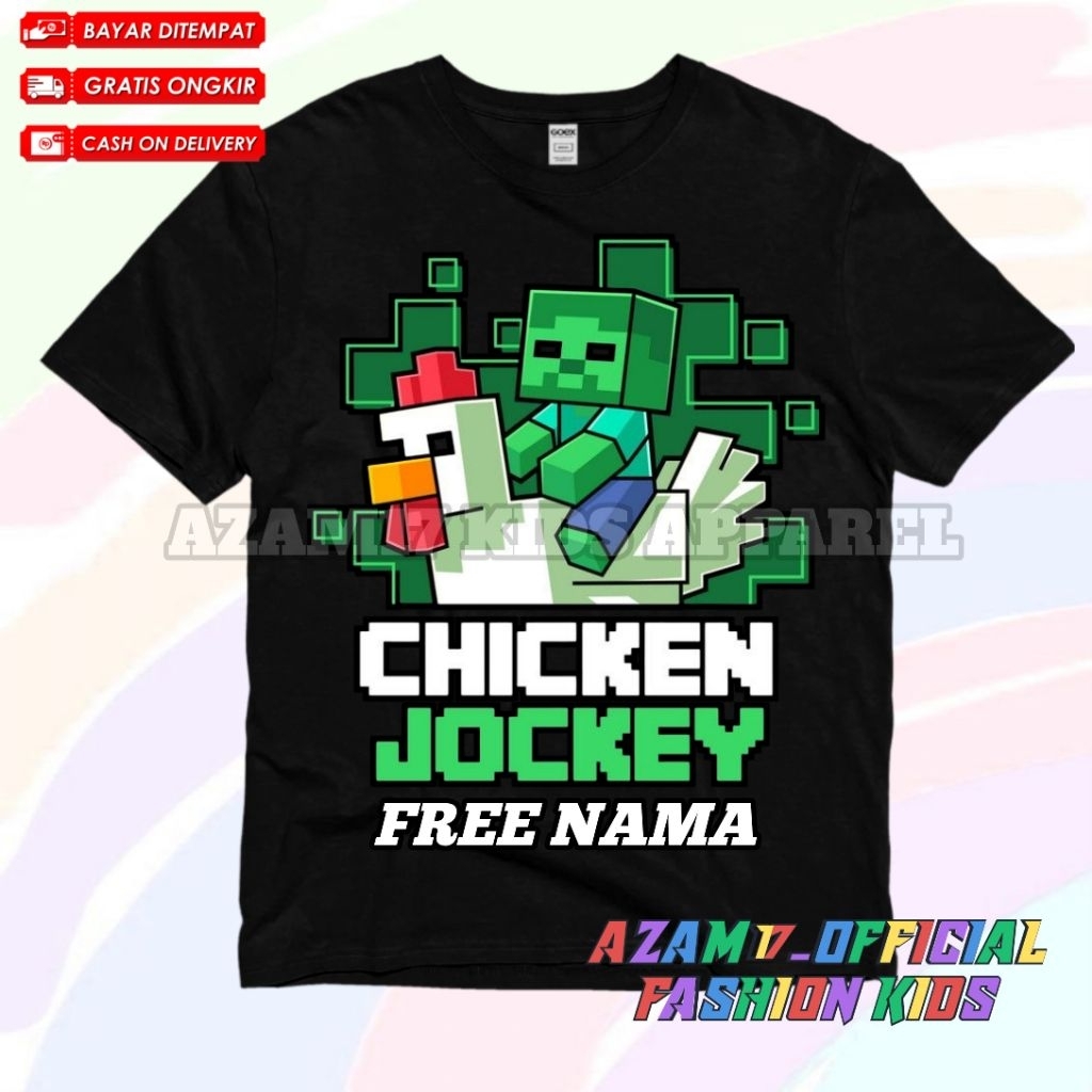 เสื้อยืดเด็ก เกม Jockey ไก่ Minecraft ชื่อฟรี / ล่าสุด Minecraft Chicken Jockey เสื้อยืดเด็ก