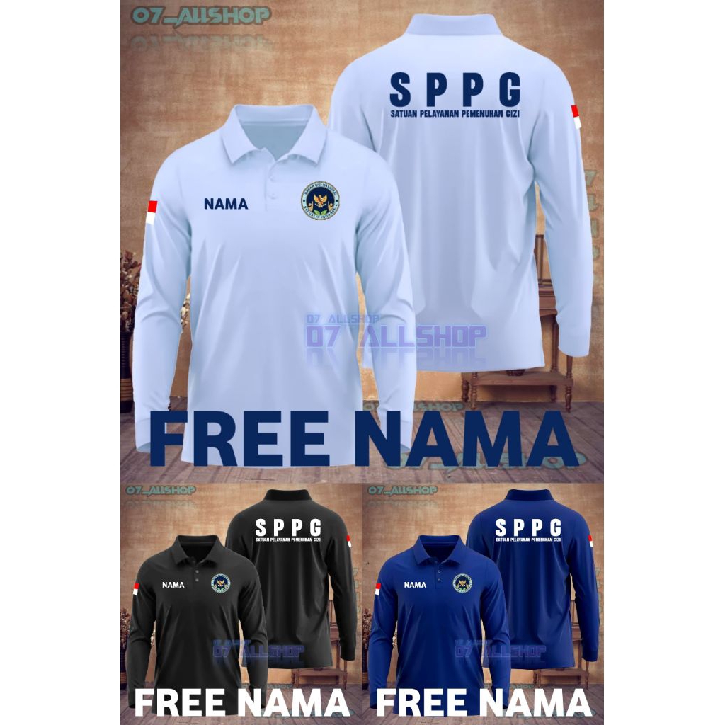 ปุ่มคอปกเสื้อโปโลแขนยาว SPPG BGN BODY NUTRITION ผู้ชายผู้หญิง Unisex อินโดนีเซียที่กําหนดเอง