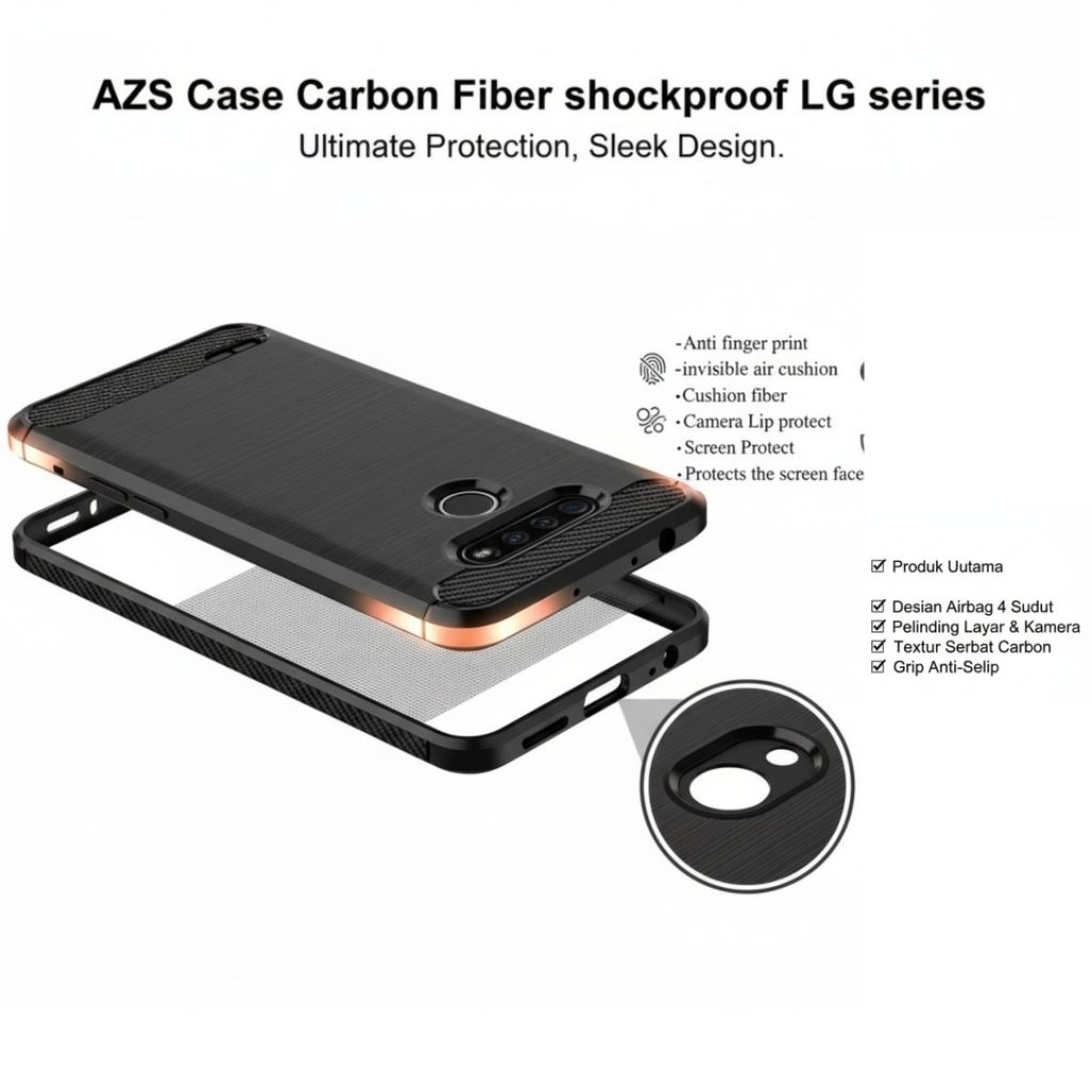 AZS ปลอก LG V60 V50 V50s V40 V30 G8x G8 G7 G6 Q51 Q61 Q6 ThinQ 5g คาร์บอนไฟเบอร์กันกระแทก LG ทั้งหมด