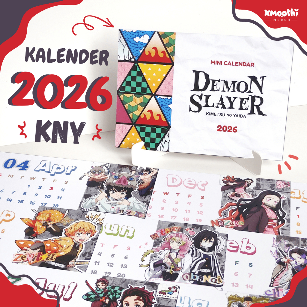 DEMON SLAYER CALENDAR 2026 - KIMETSU NO YAIBA 2026 CALENDAR - Aesthetic Desk CALENDAR - นั่ง CALENDA