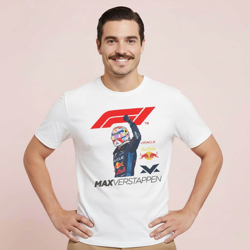 Max Verstappen F1 team Cotton Combed Premium T-SHIRT แขนสั้นและแขนยาว