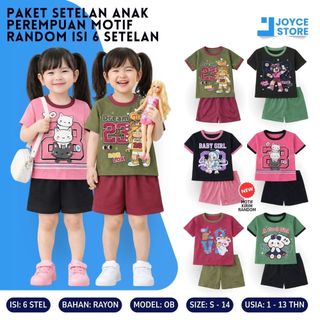PAKET HEMAT ISI 6 STEL / SETELAN ANAK PEREMPUAN MOTIF LUCU RANDOM BAJU MURAH HARIAN BAHAN NYAMAN