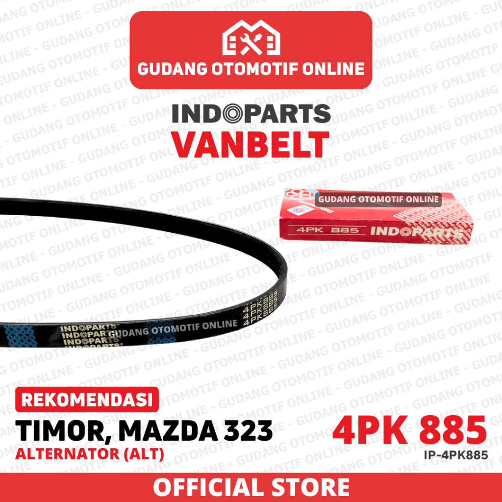 Fanbelt Fanbelt ไดชาร์จ Timor SOHC DOHC Mazda 323 4PK 885 Indoparts