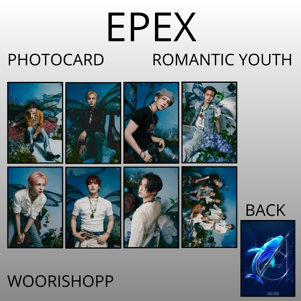 EPEX ROMANTIC YOUTH PHOCARD 2 ด้านข้าง 8 ชิ้น การ์ด KPOP ไม่จํากัด AYDEN JEF YEWANG BAEKSEUNG
