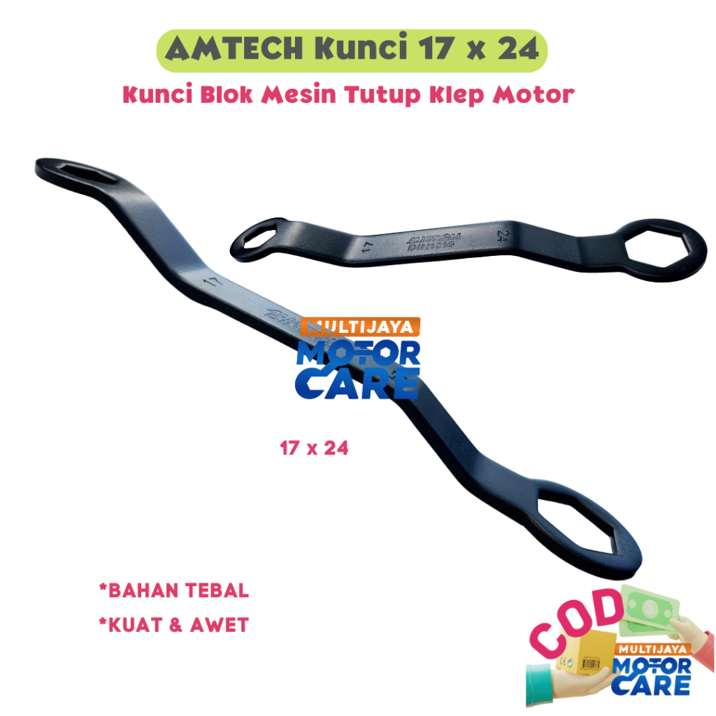 MESIN AMTECH ประแจน็อตขัน 17x24 ประแจบล็อกเครื่องยนต์ ฝาครอบวาล์ว 17x 24 รถจักรยานยนต์ Bent