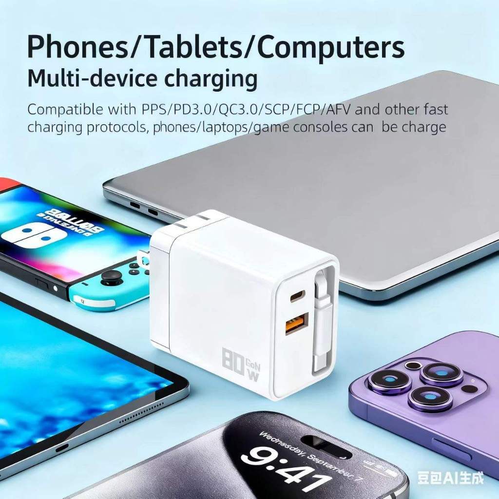 เครื่องชาร์จเทคโนโลยี GaN 80W / 80W GaN Fast Charger / GaN 80W Fast Charging Super Fast Charger