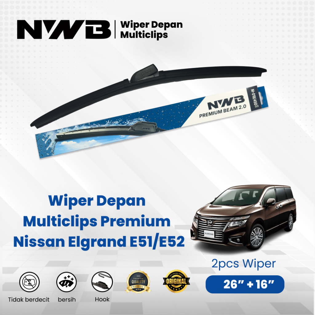 Nissan Elgrand E51/E52 Premium Multiclips Car Wiper (NNB WPM 26" & 16")