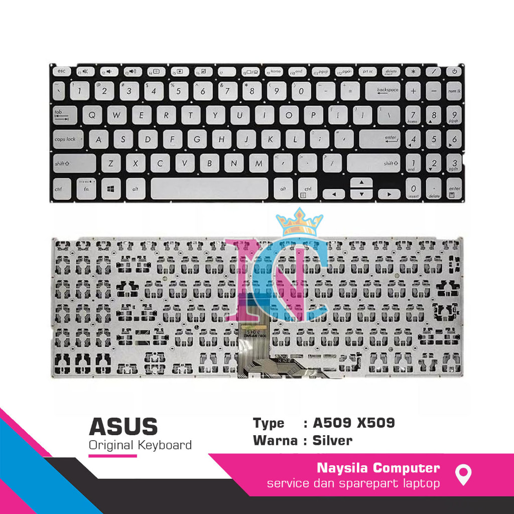 Asus VivoBook A509 A509F F509 M509 X509UA X509FB X509M X509MA เงินแป้นพิมพ์แล็ปท็อป