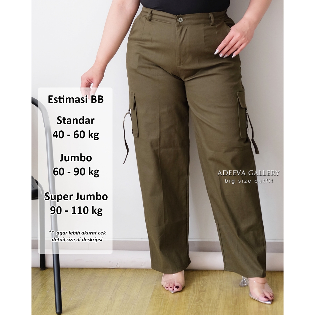 ADEEVA Hyeri Cargo Pants Highwaist Jumbo | กางเกงคาร์โก้ผู้หญิงจัมโบ้