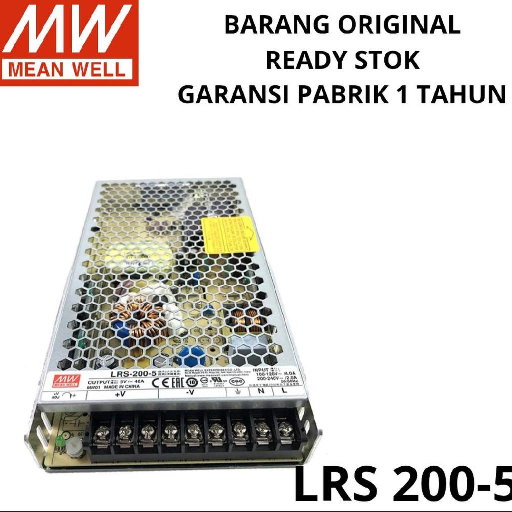 MeanWell Mean Well LRS 200-5 5V 5Volt 40A 40AH 200Watt รับประกันโรงงาน 1 ปี