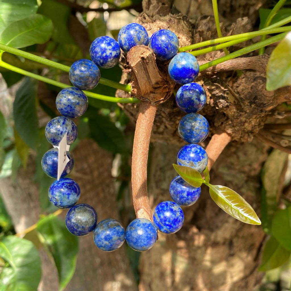 12 มม. Lapis lazuli สร้อยข้อมือหินธรรมชาติ