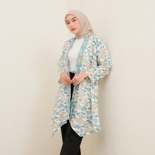 Long Cardi Batik Motif Modern Kekinian Simple Fashion Long Cardi Outer Depan Outerwear Cardigan Terbaru Fashion Muslim
