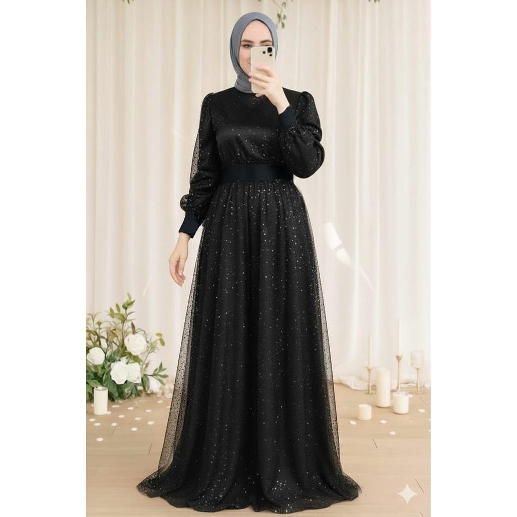O2fashion / maxi aura glitter non-nursing / maxi lebaran / ชุดแต่งงาน