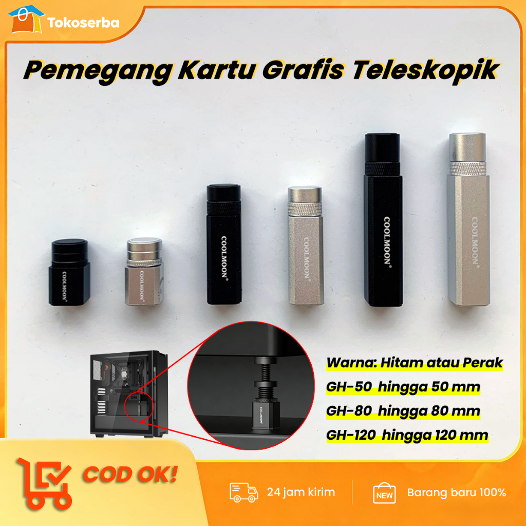 Coolmoon Vga Holde/Vga Card Holder/V Graphic Card Holder – Gh-50/80/120, ปรับได้ 28-120 มม., แม่เหล็