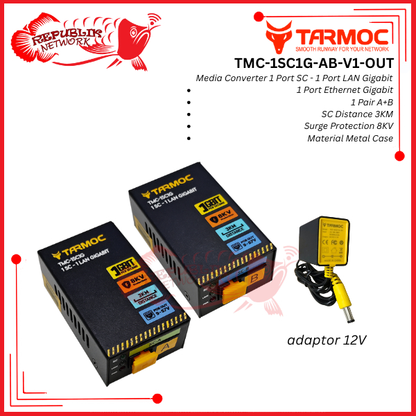 Tarmoc TMC-1SC1G-P-V1-OUT | Media Converter 1FO 1LAN / 1 FO 1 LAN Gigabit POE OUT 9-57 โวลต์ | HTB G
