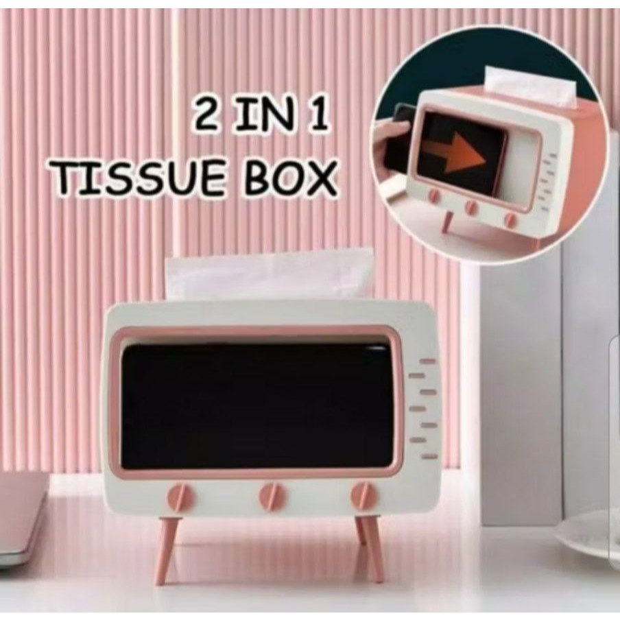กล่องกระดาษทิชชู่ Organizer Retro TV 2-in-1 Design/PORTABLE TV Tissue Box/MINI TV Tissue Box