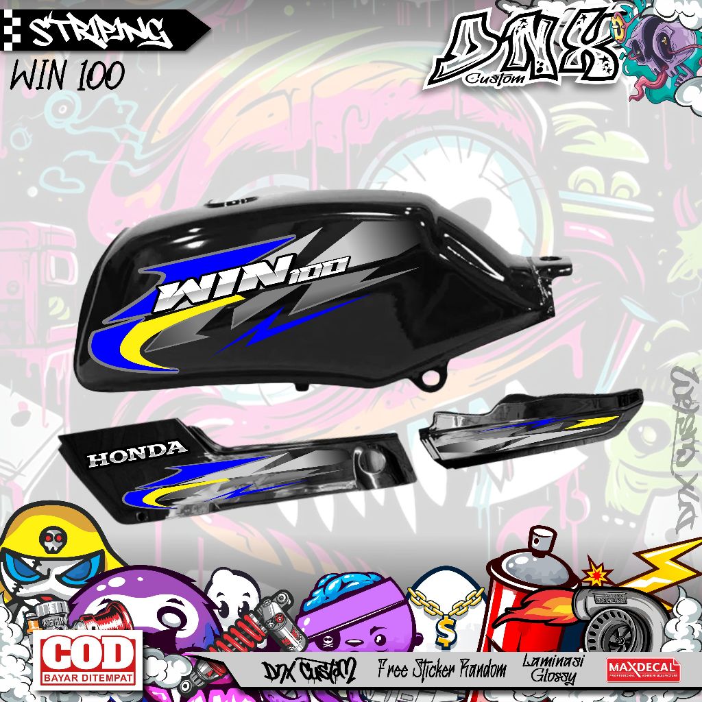 HONDA WIN 100 VARIATION STICKER STRIPING SIMPLE MOTIF KD29