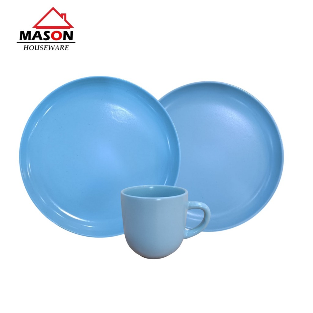 MASON DINNER SET OF DINNER PLATE / SALAD PLATE / แก้วเซรามิคสีฟ้า PASTEL