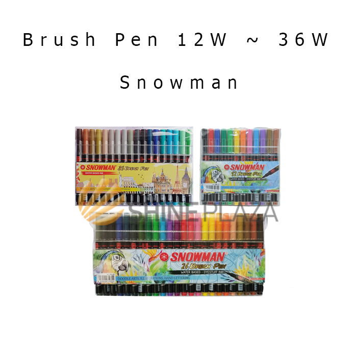 Snowman ชุดแปรงปากกา 12 24 36 สีเครื่องหมายประดิษฐ์ตัวอักษร Snowman Brushpen BM-12 BM-24 BM-36
