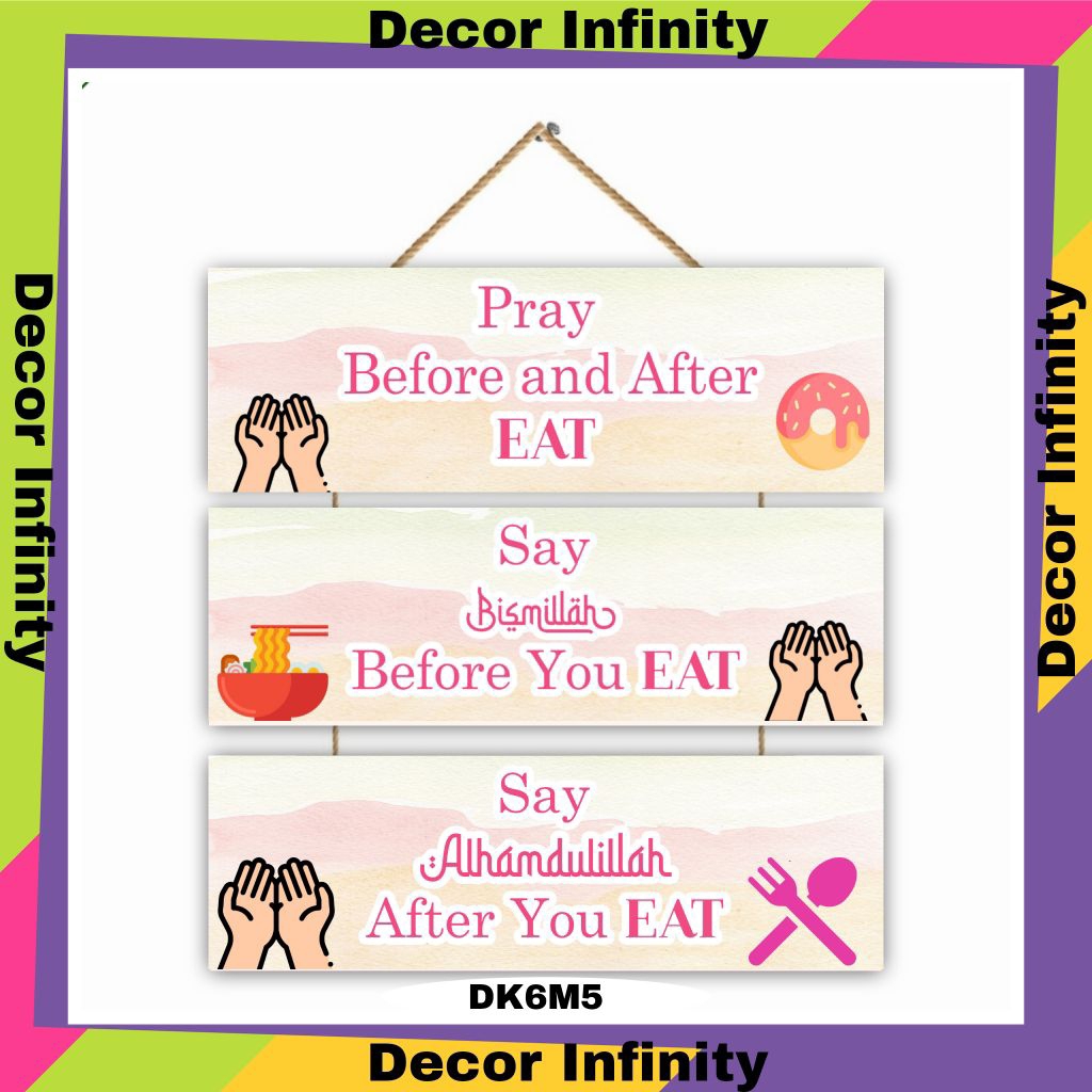 GANTUNGAN DECOR INFINITY ตกแต่งผนังห้องครัว ขนาด 30x30 ซม. PRAY BEFORE และ AFTER EAT แขวนผนัง BEFORE