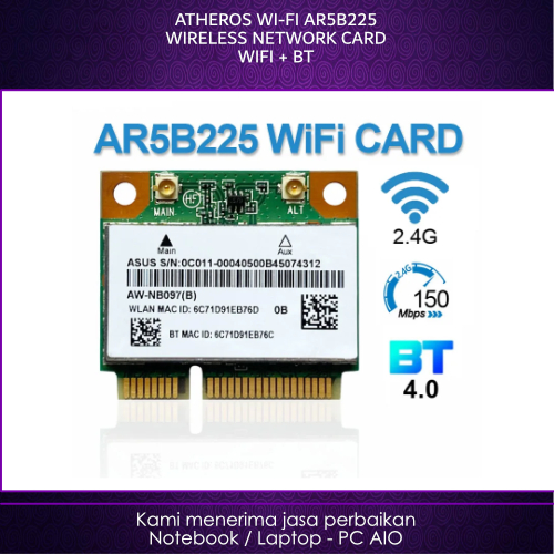 ATHEROS Wireless AR5B225 การ์ด Wifi ภายใน + บลูทูธ 2nd