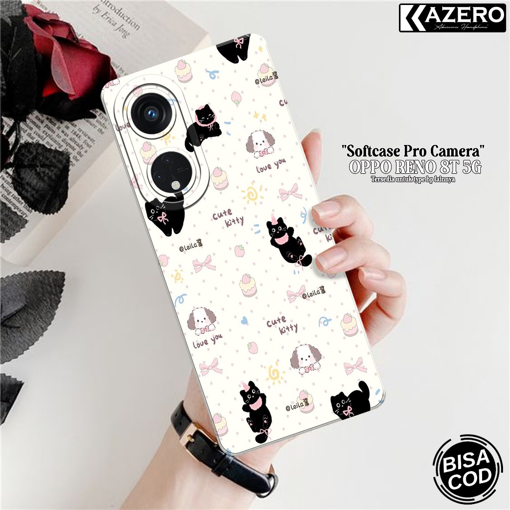 Softcase Hp Oppo Reno 8T 5G - เคสแฟชั่นการ์ตูน - เคส Oppo Reno 8T 5G - กล้องซิลิโคน Pro - เคส Oppo R