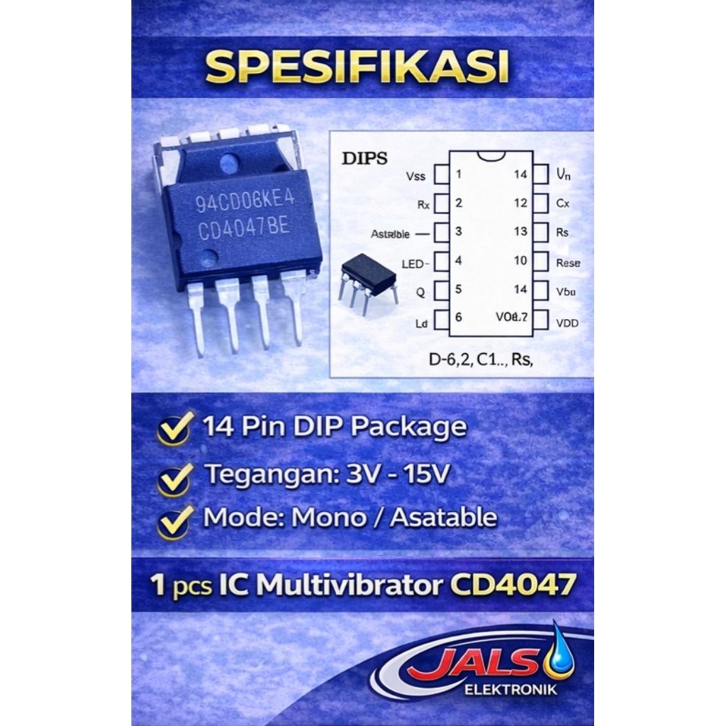 IC CD4047 / CD4047BE DIP-14 Original – Multivibrator Monostable & Portable | ไฟฟ้า JALS