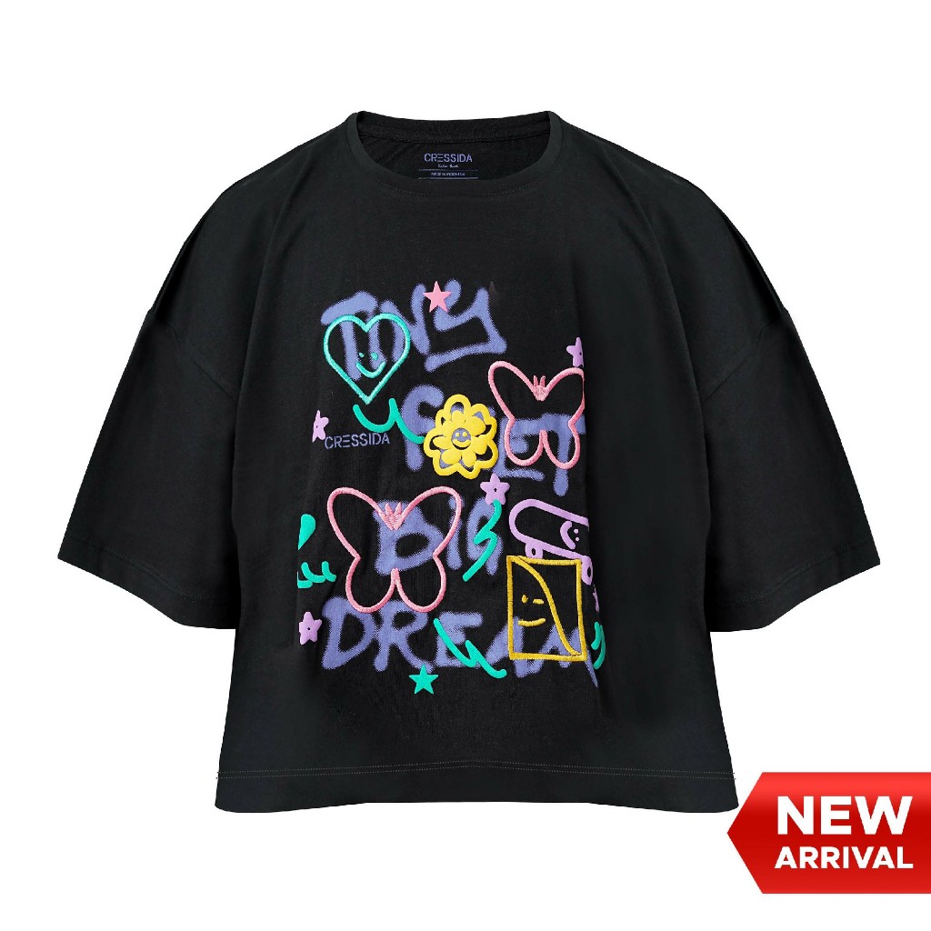 เสื้อยืดแขนสั้น Cressida Kids Girl สีดํา - 1EB054H