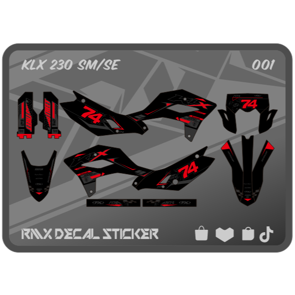 STABILO HIJAU MERAH KLX 230 SM FULLBODY STICKER (001) KAWASAKI LX S SE DECAL STICKER 2024 2025 2026 