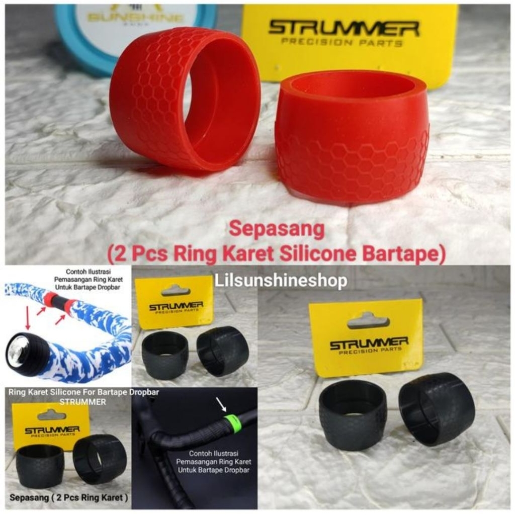 แหวนยางซิลิโคน Bartape STRUMMER Bar Tape Handlebar Dropbar Road Bike Gravel Total 2 ชิ้นหรือคู่