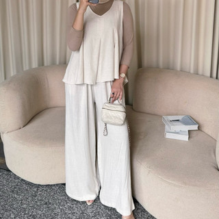 Floral Id - Oneset Linen Chika Setelan Celana Wanita Daily Simple Hijab Friendly