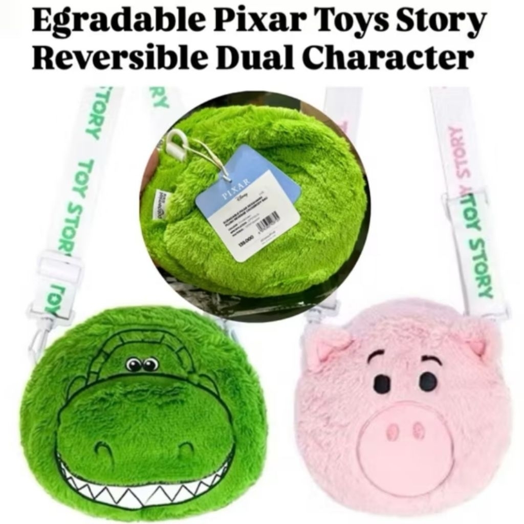 OHSOME x Disney Childrens Sling Bag - Egradable Pixar Rex & Ham Toy Story Reversible Dual Character 