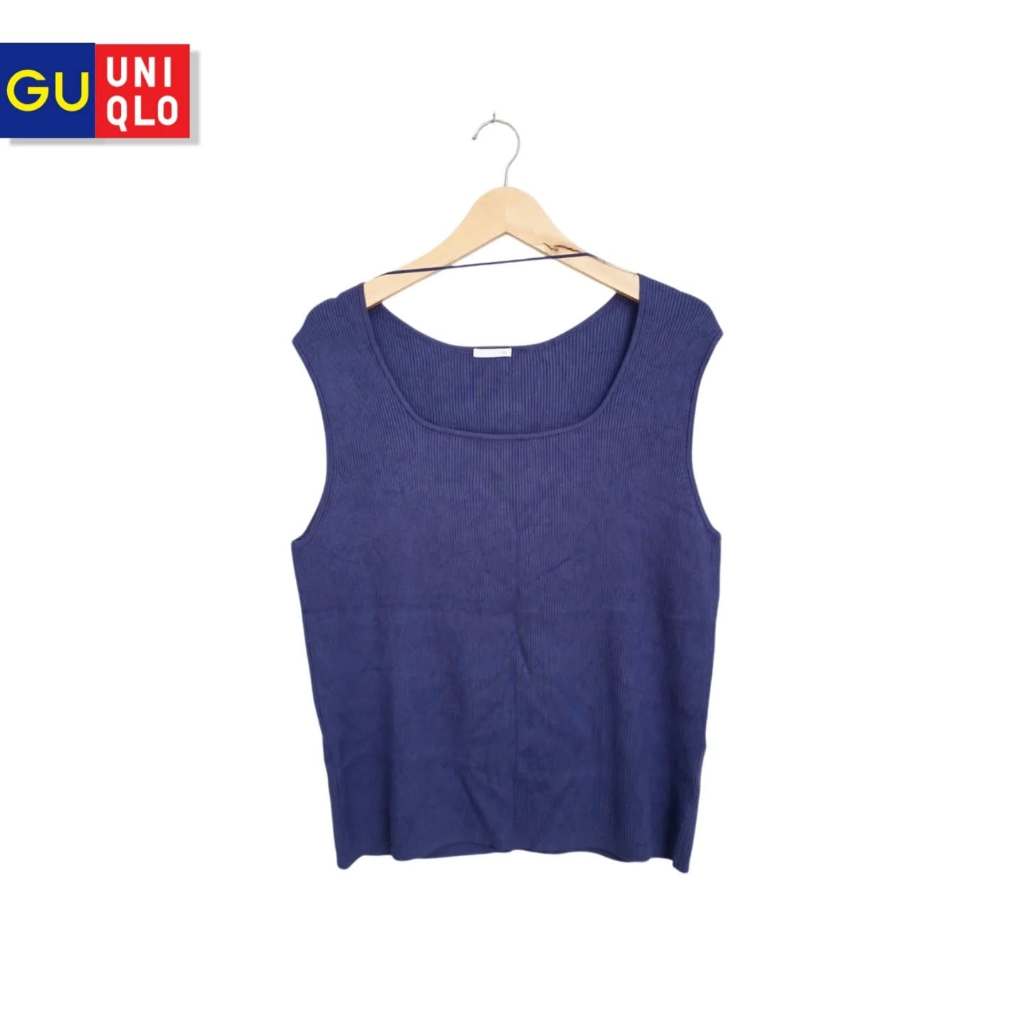 GU Uni Indigo เสื้อคอเหลี่ยม (CODE: B127 - 33)
