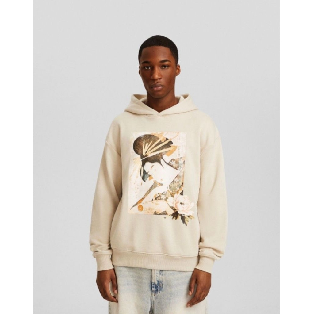 BERSHKA MAN HOODIE พิมพ์ลาย