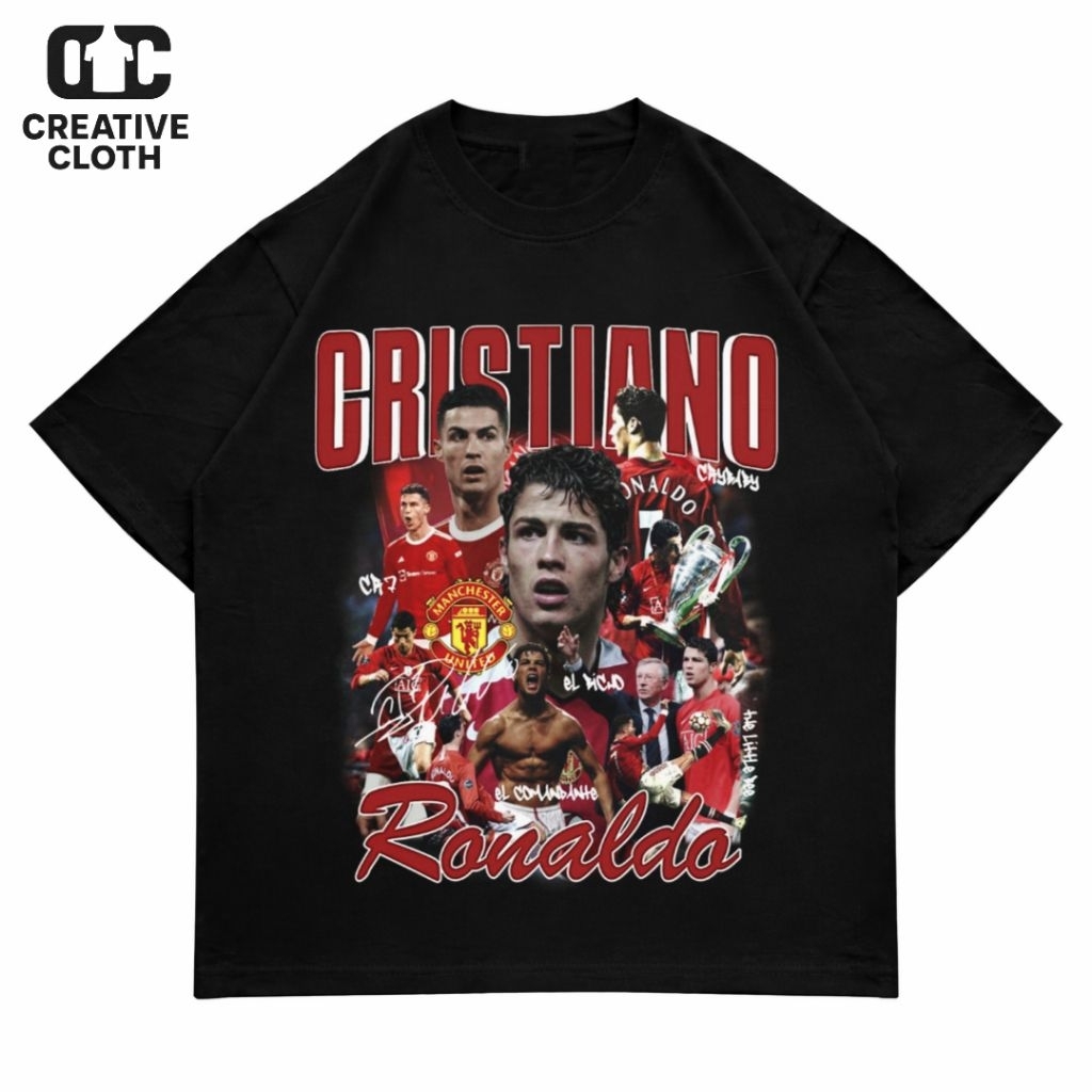 CRISTIANO RONALDO BOOTLEG CR7 Y2K เสื้อยืด OVERSIZE | เสื้อยืด OVERSIZE BLACK STYLE Y2K VINTAGE BOOT