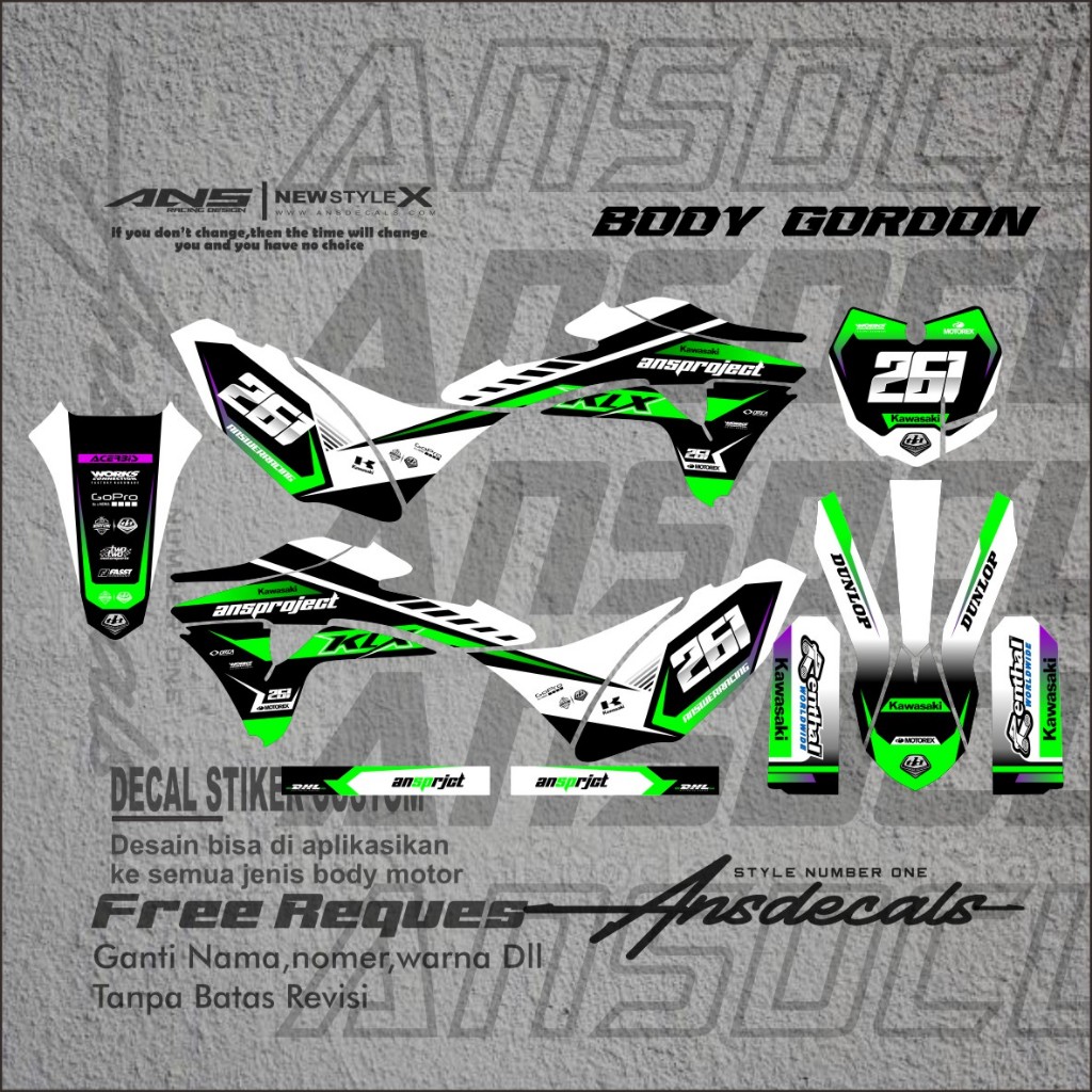 สติ๊กเกอร์รูปลอก KLX GORDON FULL BODY DECAL GORDON DECAL STICKER VARIATION KLX GORDON ฟรี REQUEST