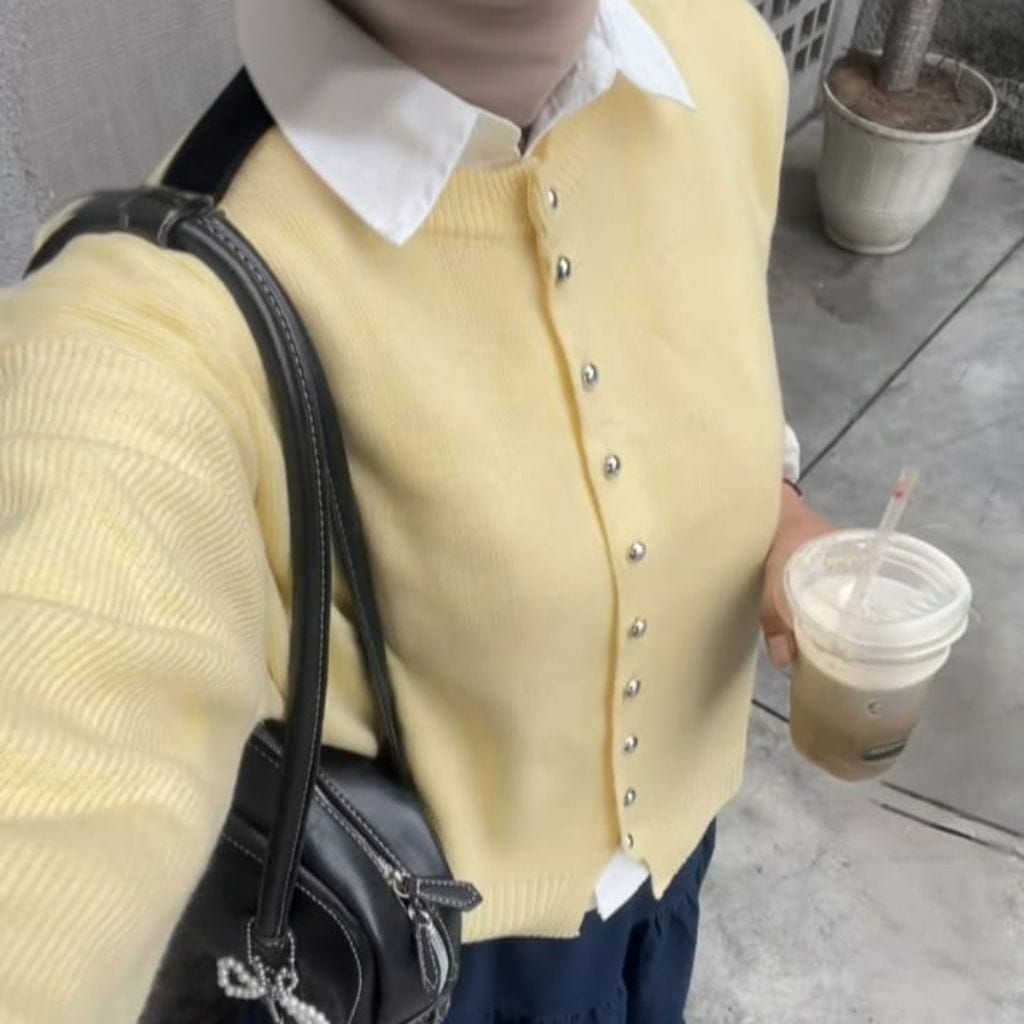 PREMIUM KNIT CARDIGAN ปุ่มเสื้อถักผู้หญิงถัก CARDIGAN ด้านบนของผู้หญิง