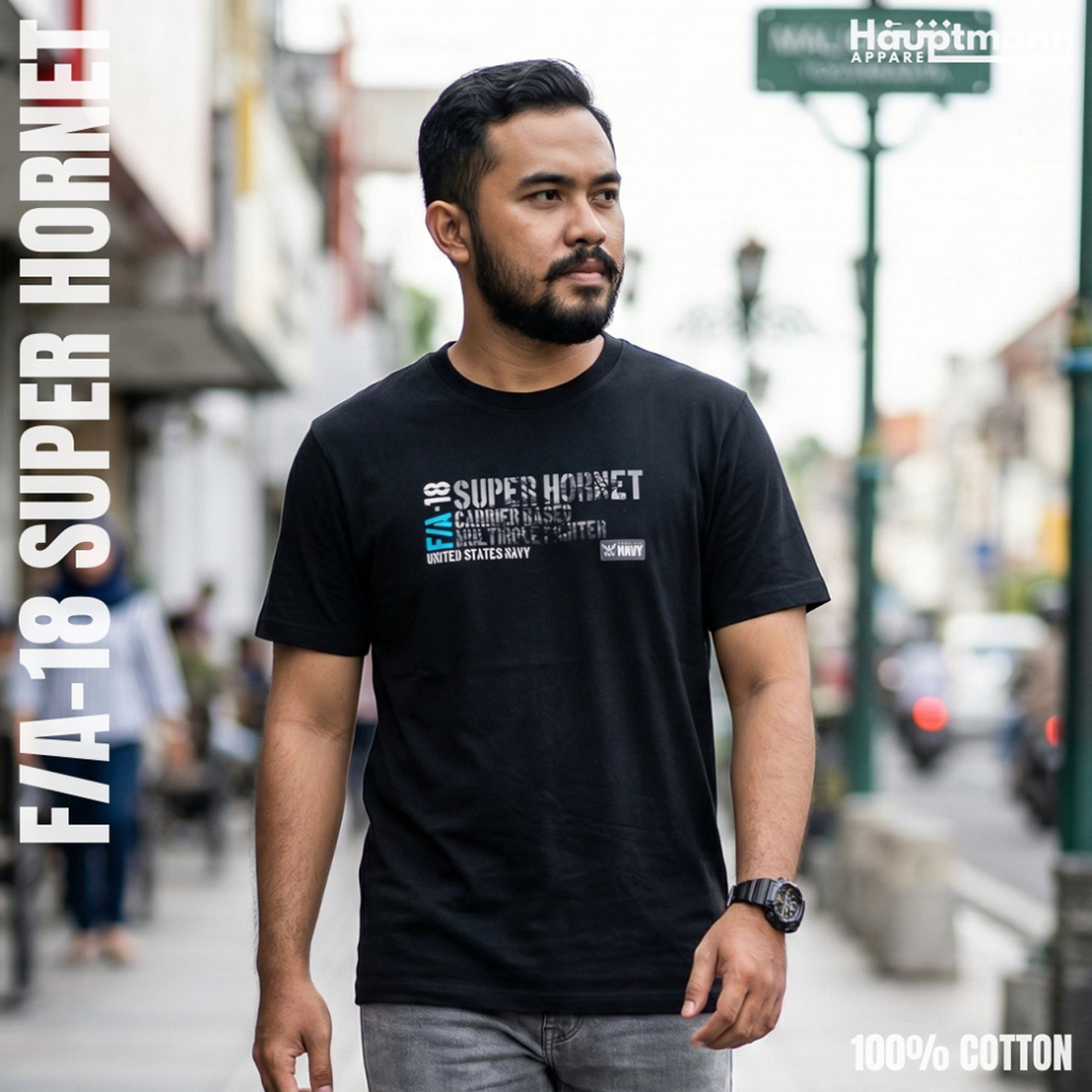 Hauptmann Kaos / เสื้อยืด - F-18 Super Hornet - Jet Fighter US Navy - Cotton - Unisex