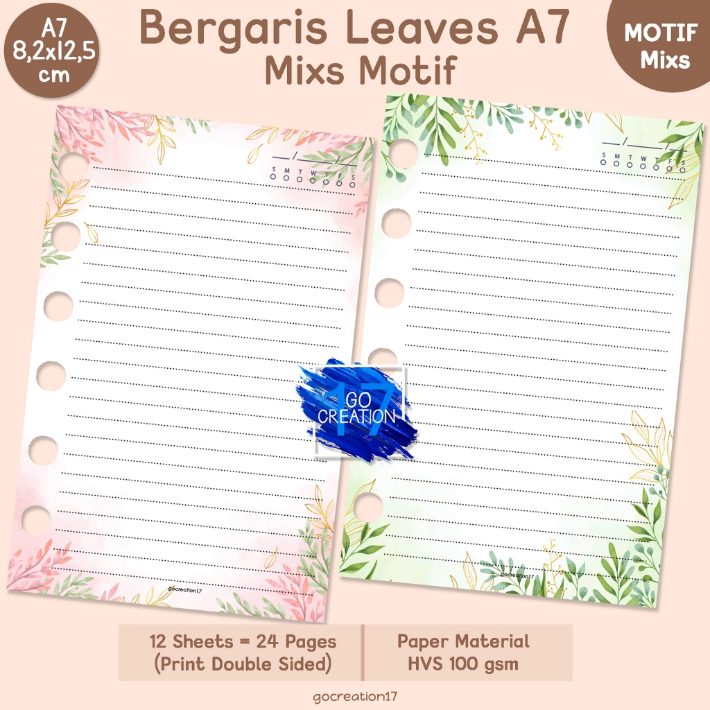 Planner Book Refill Binder Line Line Line Lined Leaves Premium Motif A7