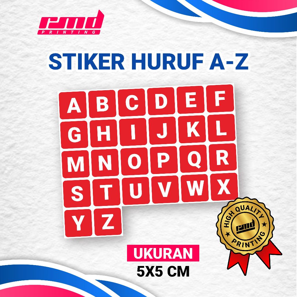 สติ๊กเกอร์กันน้ํา ALPHABET LETTERS A - Z ALPHABET 5 X 5 CM