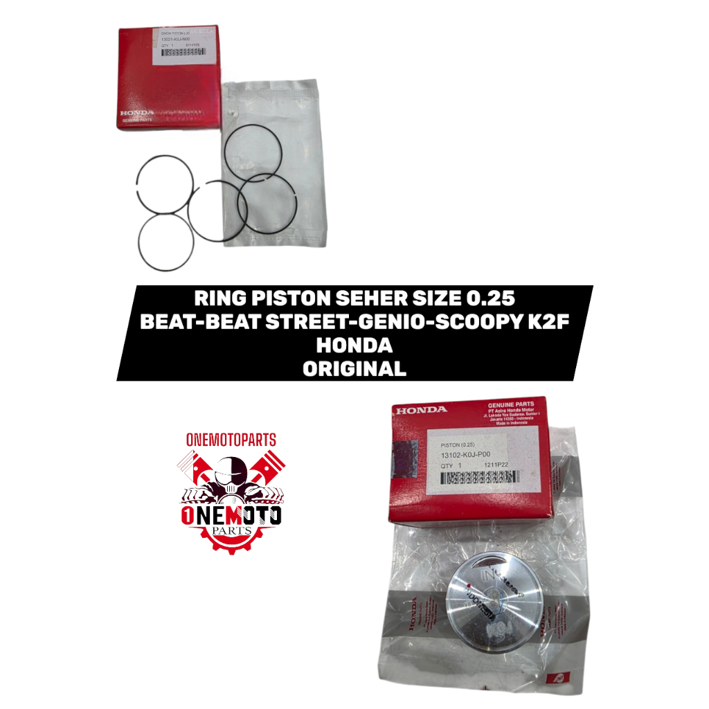 แหวน PISTON SEHER ชุดขนาด 0.25 BEAT STREET GENIO SCOOPY K1A K1AL K0JN K2F HONDA 13021-K0J-N00 13102-