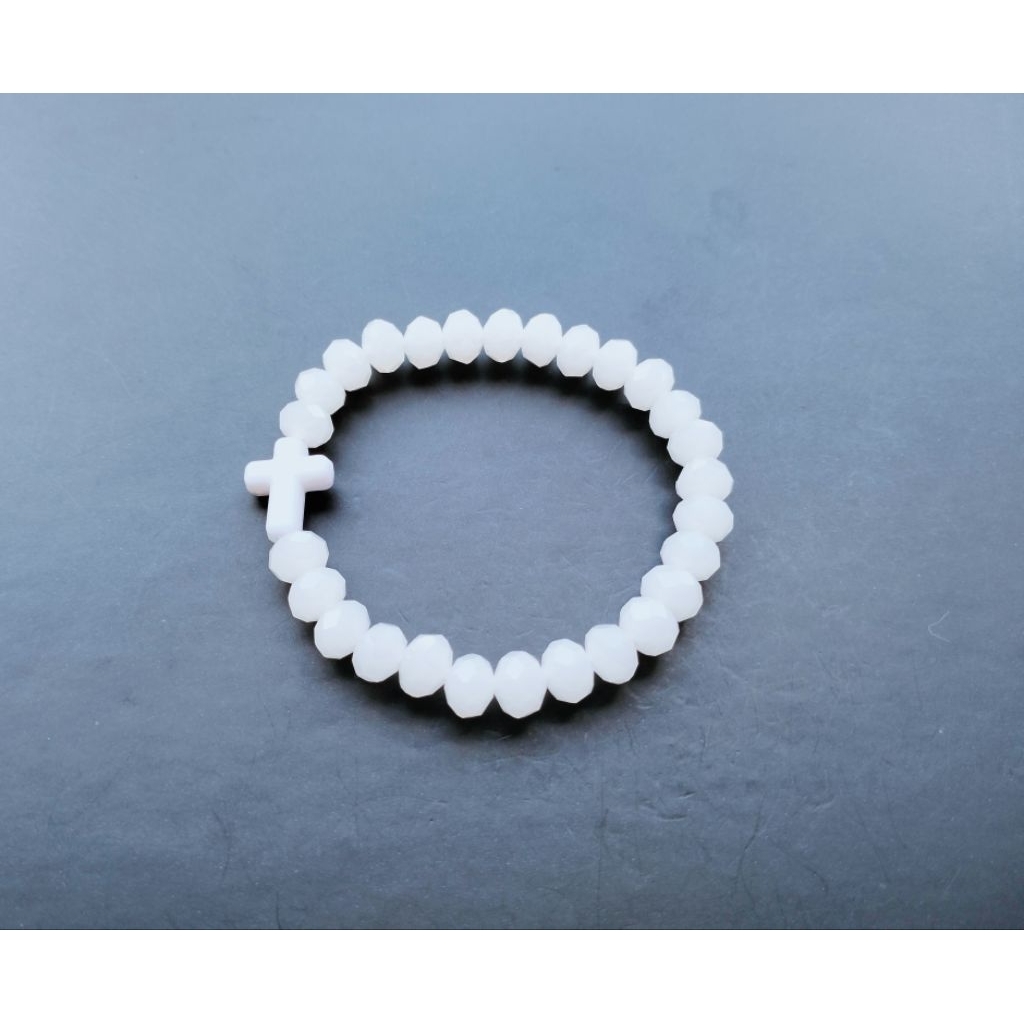 G1157 HEAVY PEARL CROSS BRACELET CZECH CRYSTAL DOFF CATHOLIC CHRISTIAN BRACELET